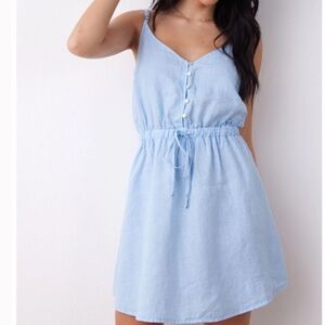 Bella Dahl blue linen mini dress